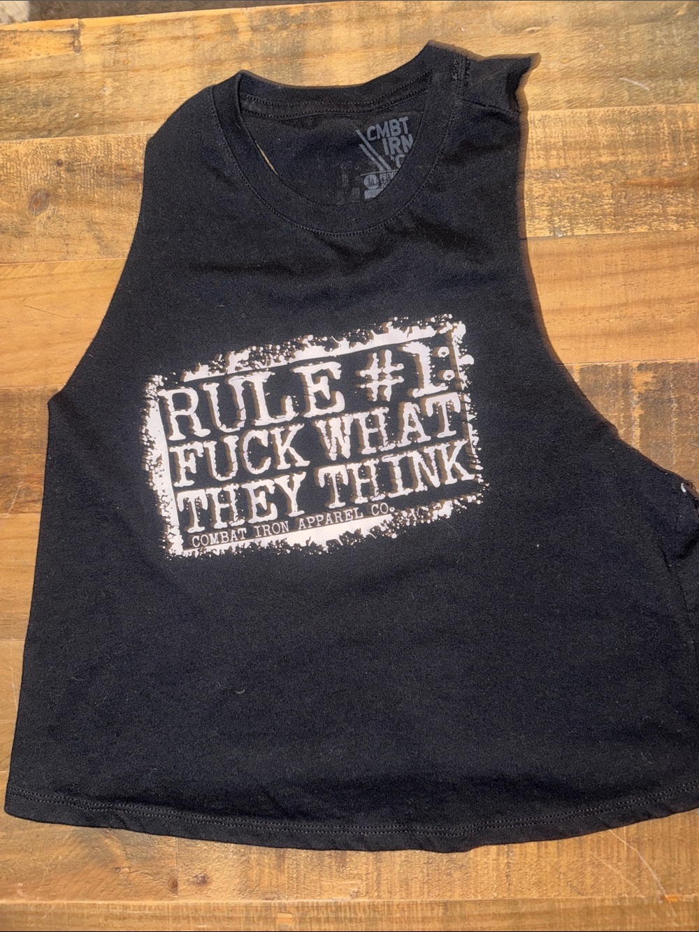 Combat Iron Women's Black Graphic Muscle Tee - 'Rule #1'